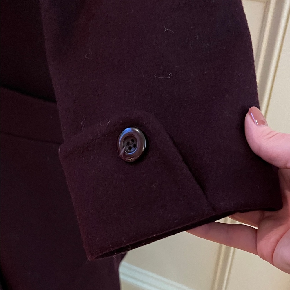 Chic Women's Double-Breasted Wool Coat - Deep Purple - Picture 4 of 11